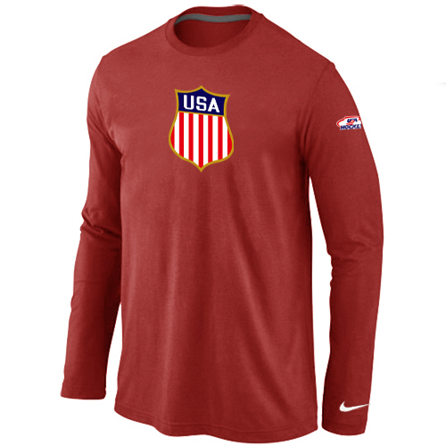 Nike Team USA Hockey Winter Olympics KO Collection Locker Room Long Sleeve T Shirt Red