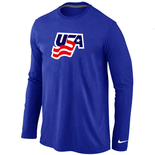 Nike USA Graphic Legend Performance Collection Locker Room Long Sleeve T Shirt Blue