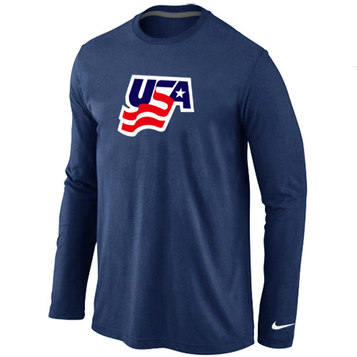 Nike USA Graphic Legend Performance Collection Locker Room Long Sleeve T Shirt D.Blue