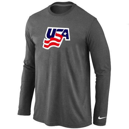 Nike USA Graphic Legend Performance Collection Locker Room Long Sleeve T Shirt D.Grey