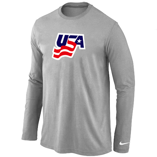 Nike USA Graphic Legend Performance Collection Locker Room Long Sleeve T Shirt L.Grey