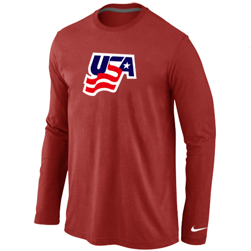 Nike USA Graphic Legend Performance Collection Locker Room Long Sleeve T Shirt Red