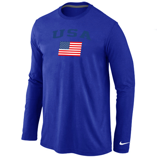Nike USA Olympics Flag Collection Locker Room Long Sleeve T Shirt Blue