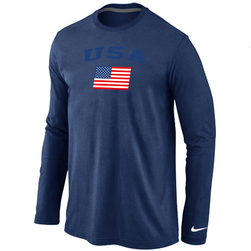 Nike USA Olympics Flag Collection Locker Room Long Sleeve T Shirt D.Blue