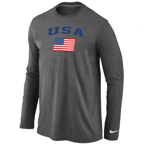 Nike USA Olympics Flag Collection Locker Room Long Sleeve T Shirt D.Grey