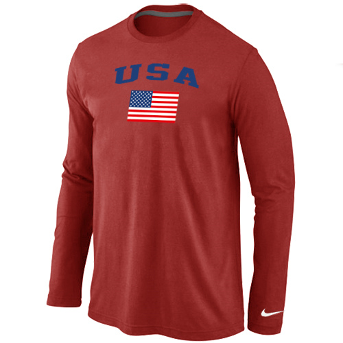 Nike USA Olympics Flag Collection Locker Room Long Sleeve T Shirt Red