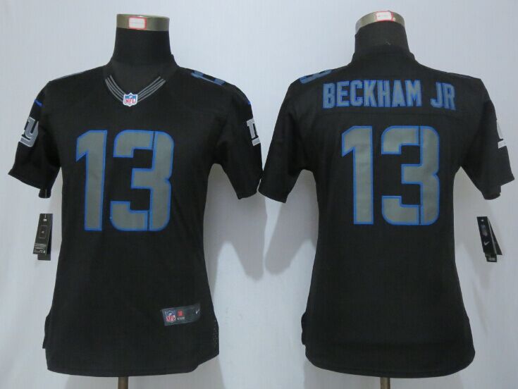 Nike Giants 13 Odell Beckham Jr Impact Limited Black Women Jersey
