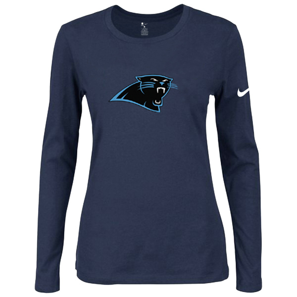 Nike Carolina Panthers Women's Of The City Long Sleeve Tri Blend T Shirt D.Blue