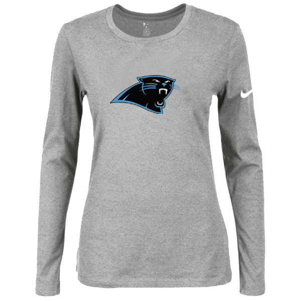 Nike Carolina Panthers Women's Of The City Long Sleeve Tri Blend T Shirt Grey - Click Image to Close