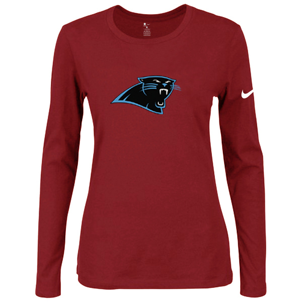 Nike Carolina Panthers Women's Of The City Long Sleeve Tri Blend T Shirt Red