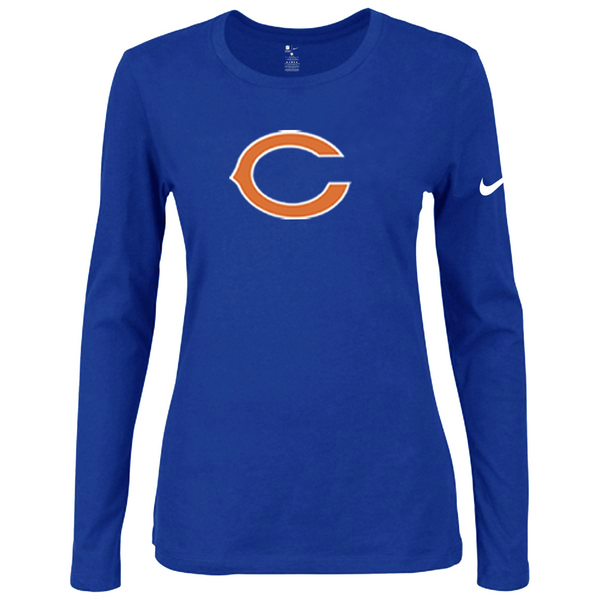 Nike Chicago Bears Women's Of The City Long Sleeve Tri Blend T Shirt Blue02