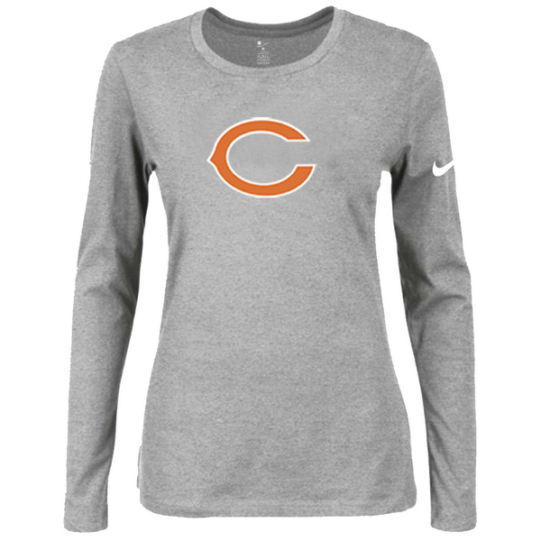 Nike Chicago Bears Women's Of The City Long Sleeve Tri Blend T Shirt Grey02