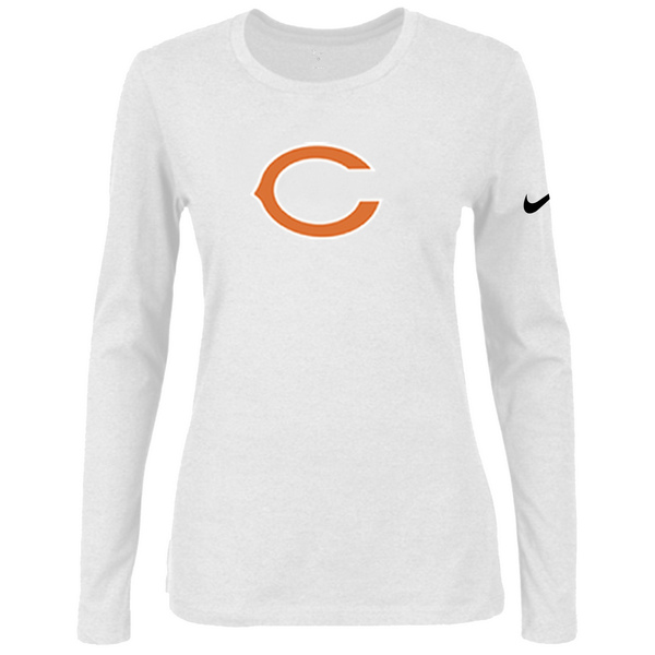 Nike Chicago Bears Women's Of The City Long Sleeve Tri Blend T Shirt White