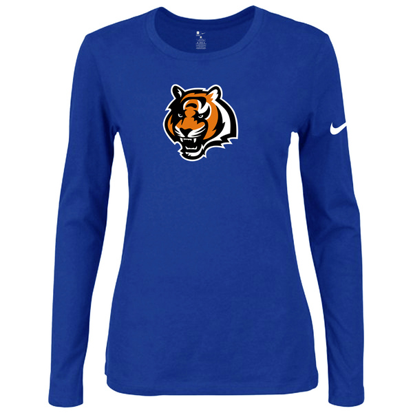 Nike Cincinnati Bengals Women's Of The City Long Sleeve Tri Blend T Shirt Blue - Click Image to Close