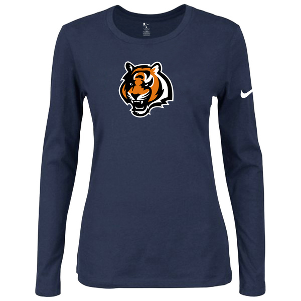 Nike Cincinnati Bengals Women's Of The City Long Sleeve Tri Blend T Shirt D.Blue