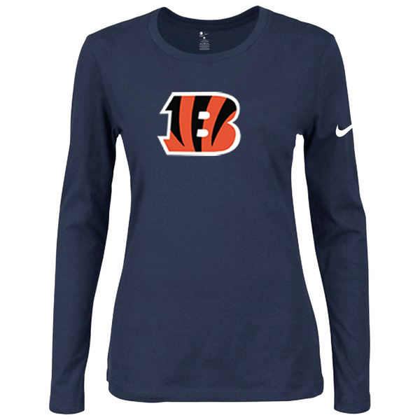 Nike Cincinnati Bengals Women's Of The City Long Sleeve Tri Blend T Shirt D.Blue02