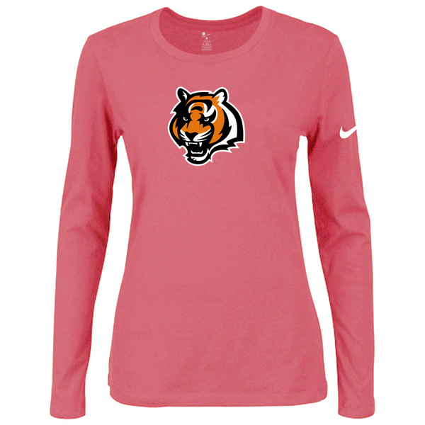 Nike Cincinnati Bengals Women's Of The City Long Sleeve Tri Blend T Shirt Pink - Click Image to Close