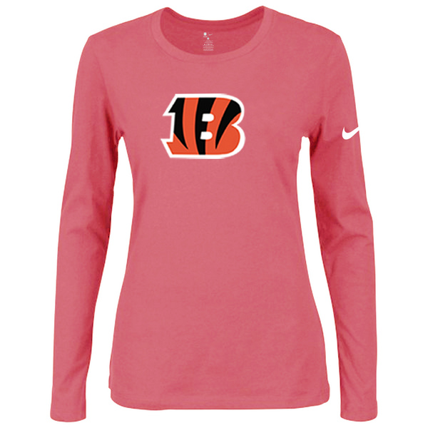 Nike Cincinnati Bengals Women's Of The City Long Sleeve Tri Blend T Shirt Pink02 - Click Image to Close