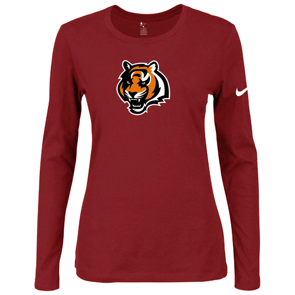 Nike Cincinnati Bengals Women's Of The City Long Sleeve Tri Blend T Shirt Red02