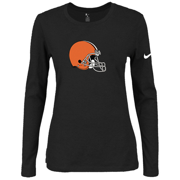 Nike Cleveland Browns Women's Of The City Long Sleeve Tri Blend T Shirt Black - Click Image to Close