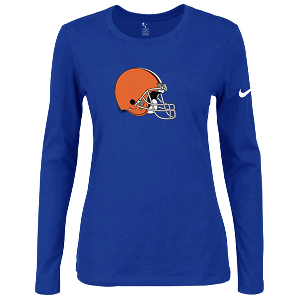 Nike Cleveland Browns Women's Of The City Long Sleeve Tri Blend T Shirt Blue - Click Image to Close