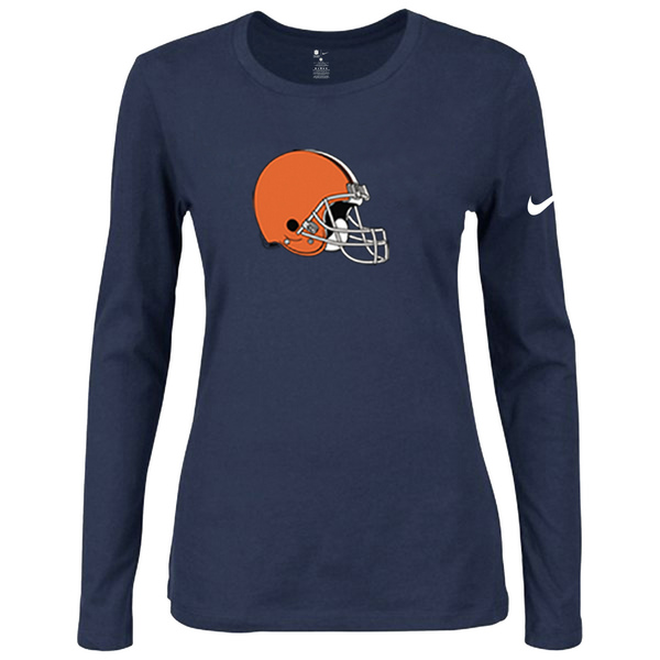 Nike Cleveland Browns Women's Of The City Long Sleeve Tri Blend T Shirt D.Blue - Click Image to Close