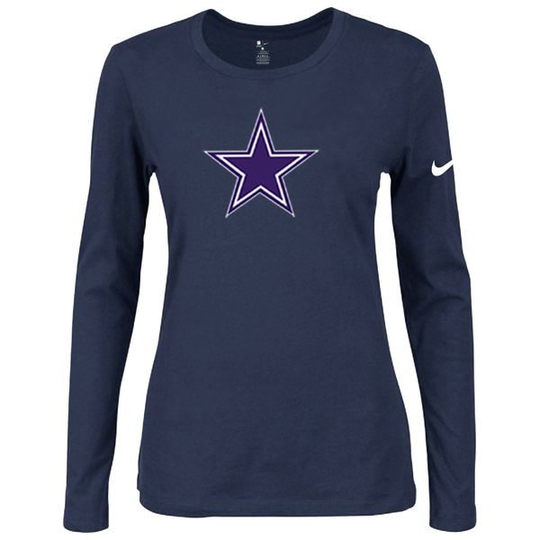 Nike Dallas Cowboys Women's Of The City Long Sleeve Tri Blend T Shirt D.Blue - Click Image to Close