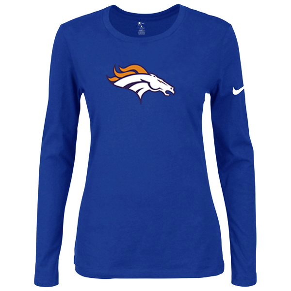 Nike Denver Broncos Women's Of The City Long Sleeve Tri Blend T Shirt Blue