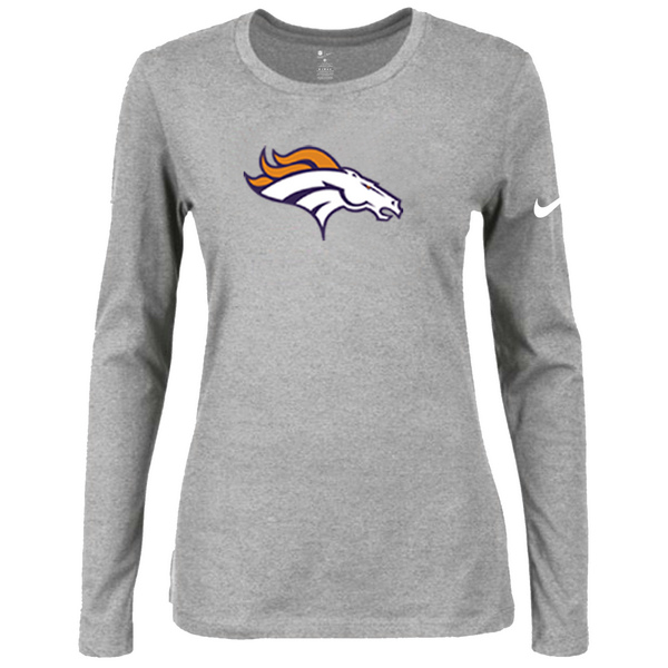 Nike Denver Broncos Women's Of The City Long Sleeve Tri Blend T Shirt Grey