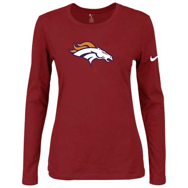 Nike Denver Broncos Women's Of The City Long Sleeve Tri Blend T Shirt Red
