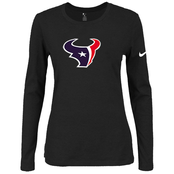 Nike Houston Texans Women's Of The City Long Sleeve Tri Blend T Shirt Black - Click Image to Close
