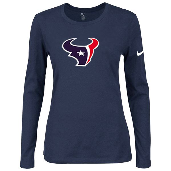 Nike Houston Texans Women's Of The City Long Sleeve Tri Blend T Shirt D.Blue