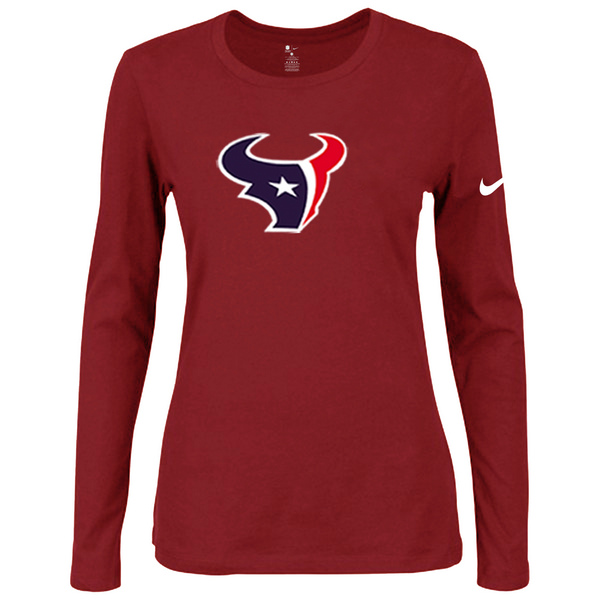 Nike Houston Texans Women's Of The City Long Sleeve Tri Blend T Shirt Red - Click Image to Close