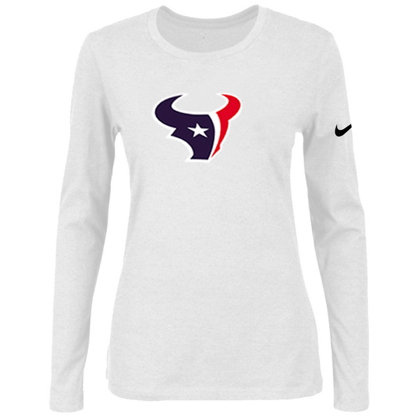 Nike Houston Texans Women's Of The City Long Sleeve Tri Blend T Shirt White - Click Image to Close