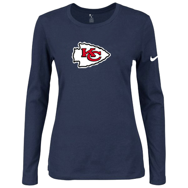 Nike Kansas City Chiefs Women's Of The City Long Sleeve Tri Blend T Shirt D.Blue - Click Image to Close
