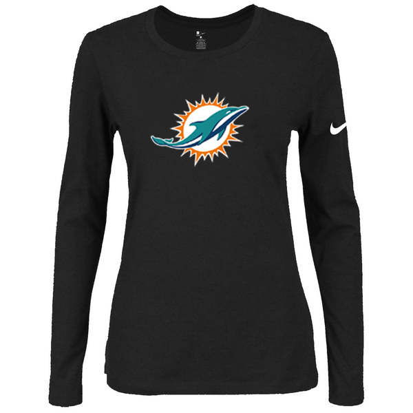 Nike Miami Dolphins Women's Of The City Long Sleeve Tri Blend T Shirt Black - Click Image to Close