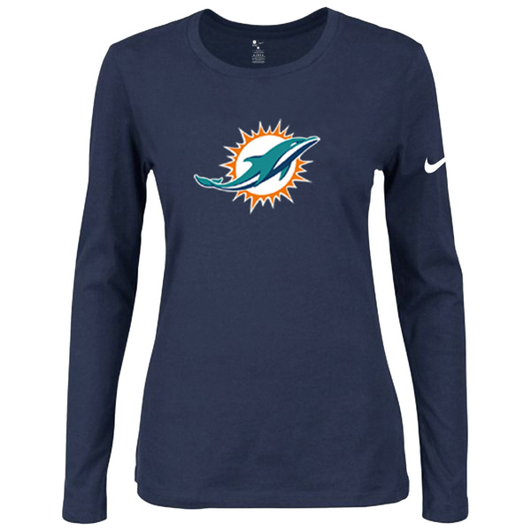 Nike Miami Dolphins Women's Of The City Long Sleeve Tri Blend T Shirt D.Blue