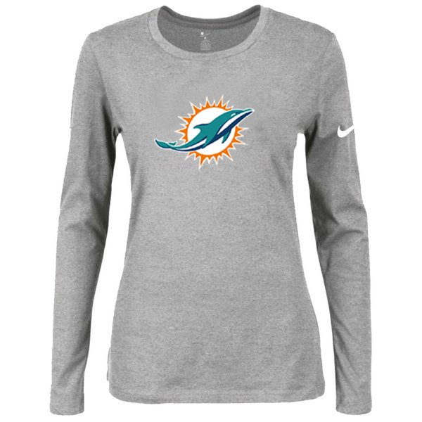 Nike Miami Dolphins Women's Of The City Long Sleeve Tri Blend T Shirt Grey