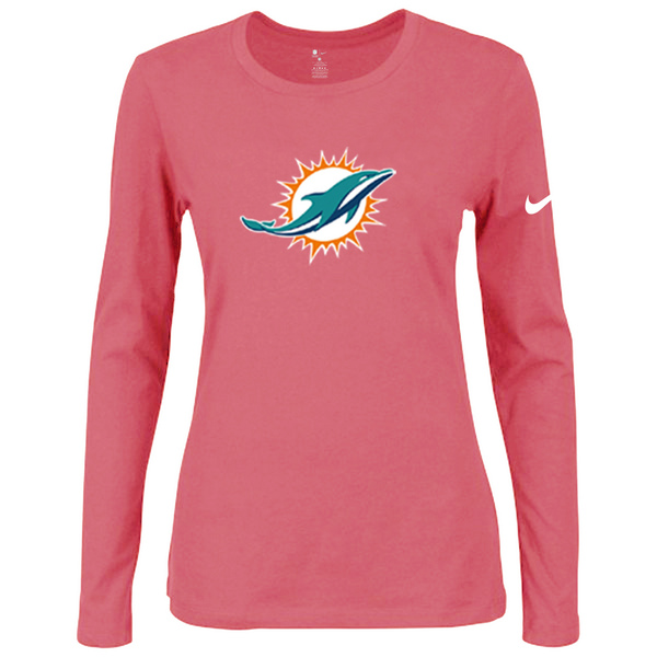 Nike Miami Dolphins Women's Of The City Long Sleeve Tri Blend T Shirt Pink - Click Image to Close
