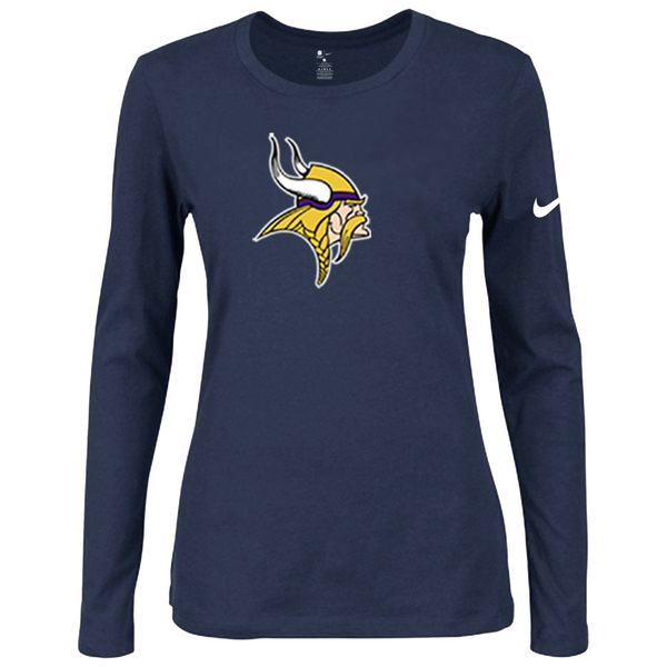 Nike Minnesota Vikings Women's Of The City Long Sleeve Tri Blend T Shirt D.Blue