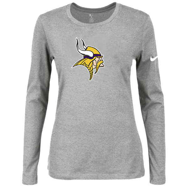 Nike Minnesota Vikings Women's Of The City Long Sleeve Tri Blend T Shirt Grey