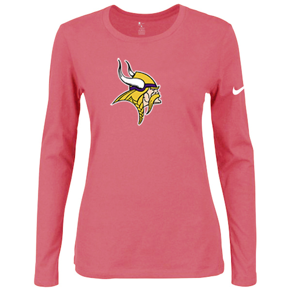Nike Minnesota Vikings Women's Of The City Long Sleeve Tri Blend T Shirt Pink