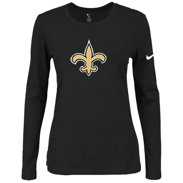 Nike New Orleans Saints Women's Of The City Long Sleeve Tri Blend T Shirt Black