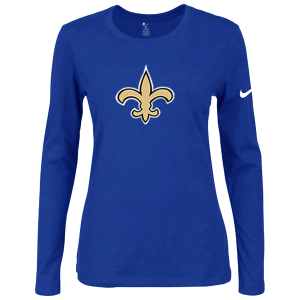Nike New Orleans Saints Women's Of The City Long Sleeve Tri Blend T Shirt Blue