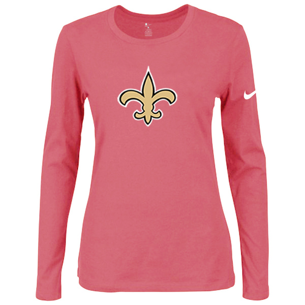 Nike New Orleans Saints Women's Of The City Long Sleeve Tri Blend T Shirt Pink