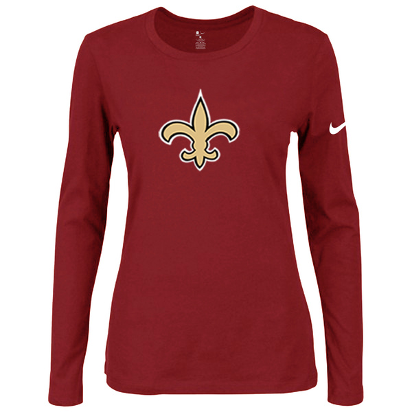 Nike New Orleans Saints Women's Of The City Long Sleeve Tri Blend T Shirt Red