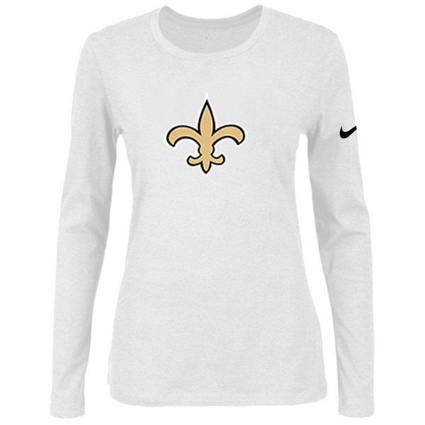 Nike New Orleans Saints Women's Of The City Long Sleeve Tri Blend T Shirt White