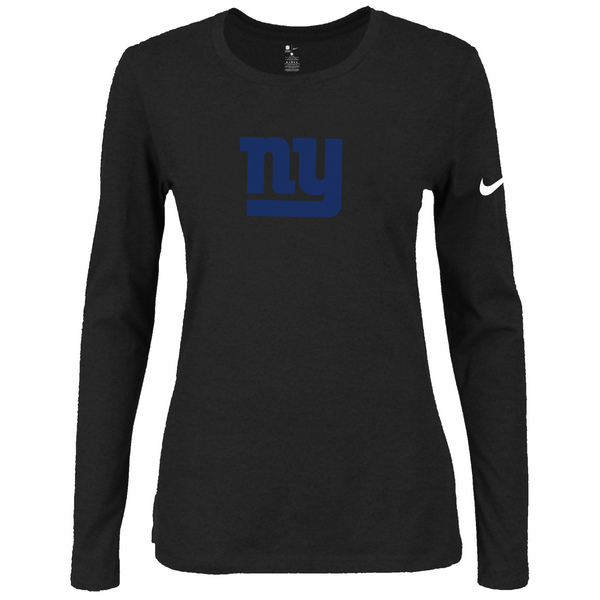 Nike New York Giants Women's Of The City Long Sleeve Tri Blend T Shirt Black - Click Image to Close