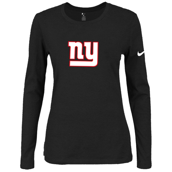 Nike New York Giants Women's Of The City Long Sleeve Tri Blend T Shirt Black02 - Click Image to Close