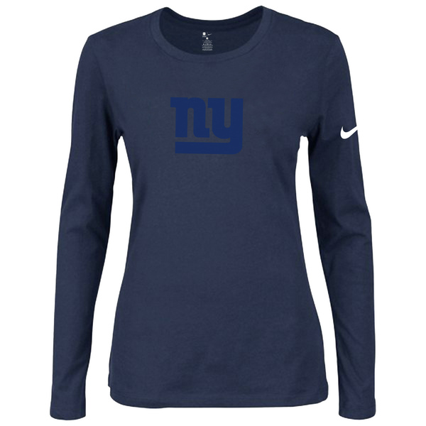Nike New York Giants Women's Of The City Long Sleeve Tri Blend T Shirt D.Blue
